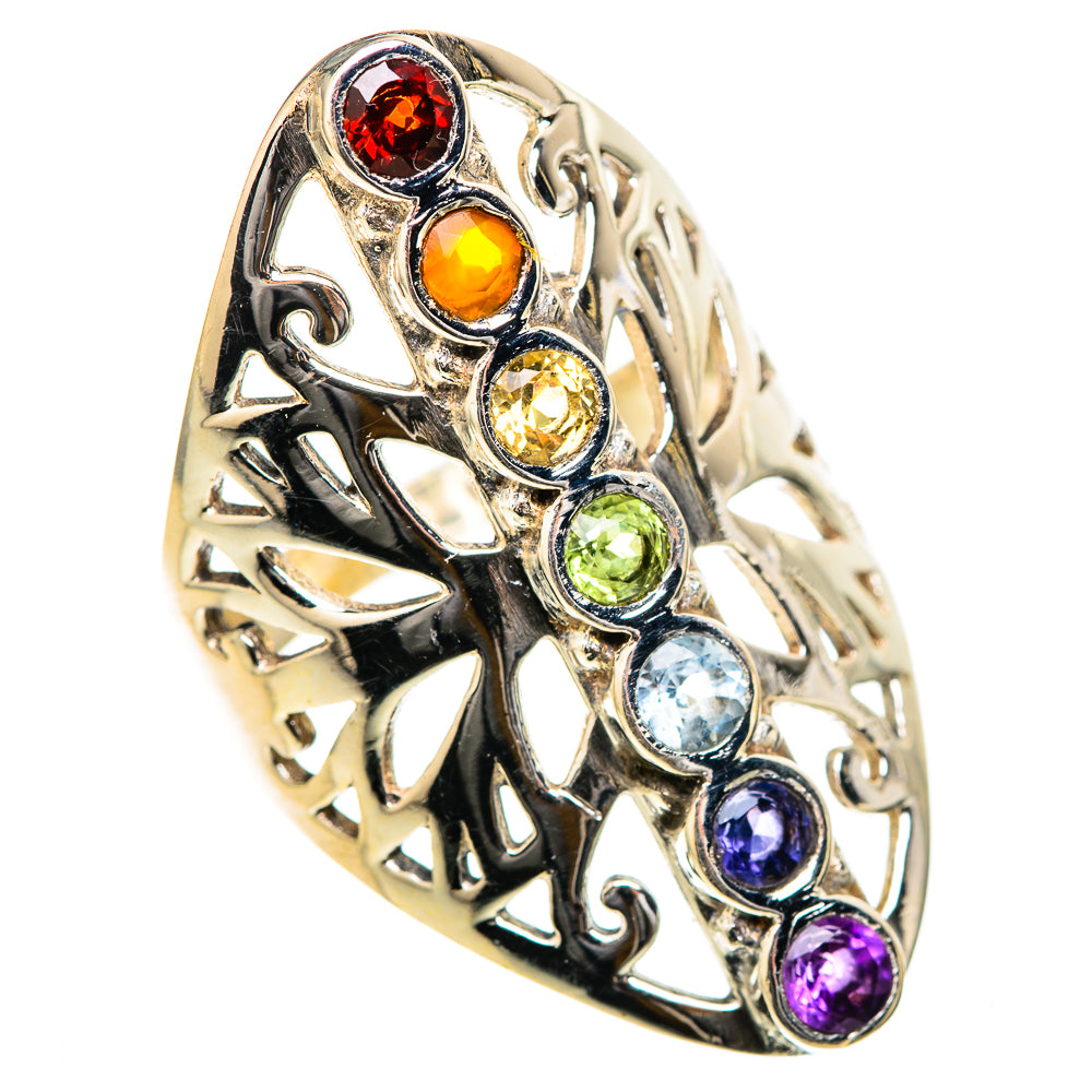 Multi-Stone Rainbow Chakra Rings handcrafted by Anasilvercos - RING129012 - Photo 2