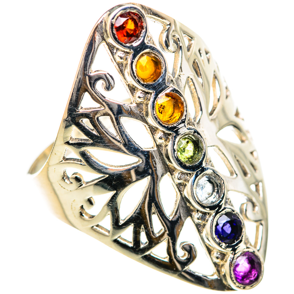 Multi-Stone Rainbow Chakra Rings handcrafted by Anasilvercos - RING129013 - Photo 2