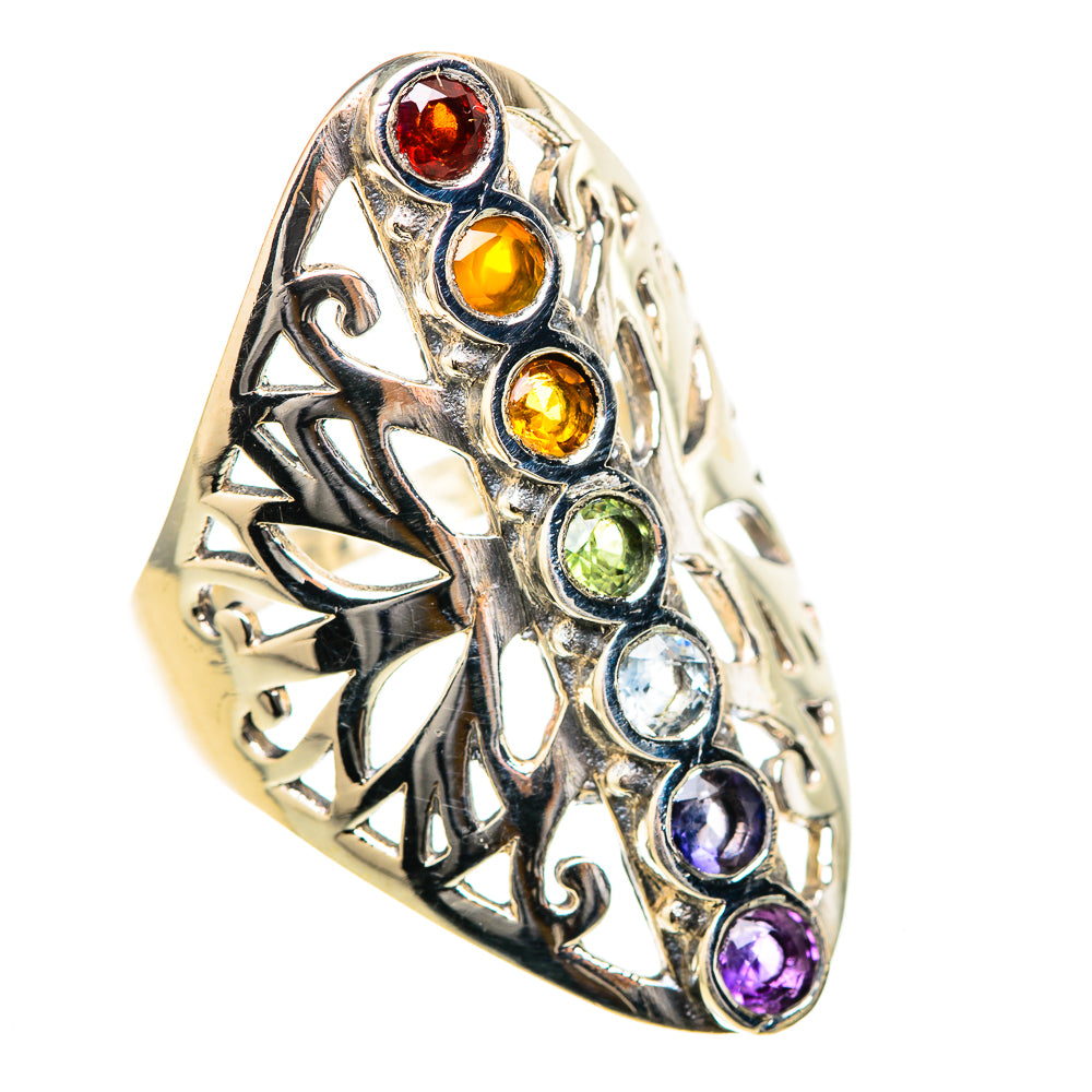 Multi-Stone Rainbow Chakra Rings handcrafted by Anasilvercos - RING129038 - Photo 2