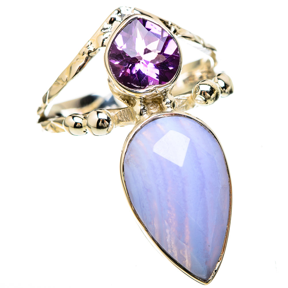 Blue Lace Agate Rings handcrafted by Anasilvercos - RING129191 - Photo 2
