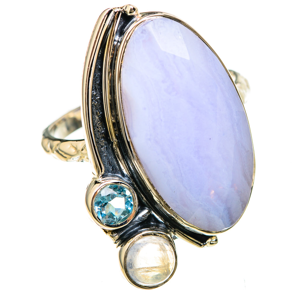 Blue Lace Agate Rings handcrafted by Anasilvercos - RING129195 - Photo 2