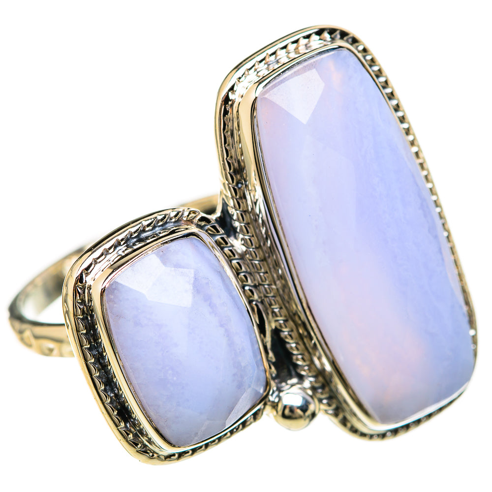 Blue Lace Agate Rings handcrafted by Anasilvercos - RING129227 - Photo 2