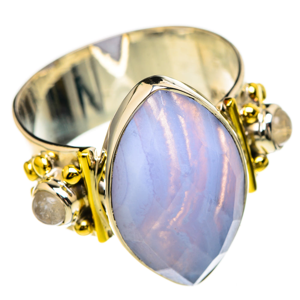 Blue Lace Agate Rings handcrafted by Anasilvercos - RING129237 - Photo 2