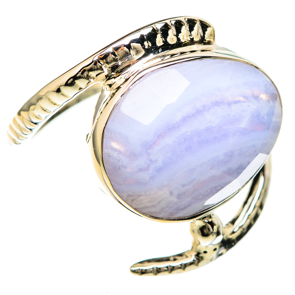 Blue Lace Agate Rings handcrafted by Anasilvercos - RING129251 - Photo 2