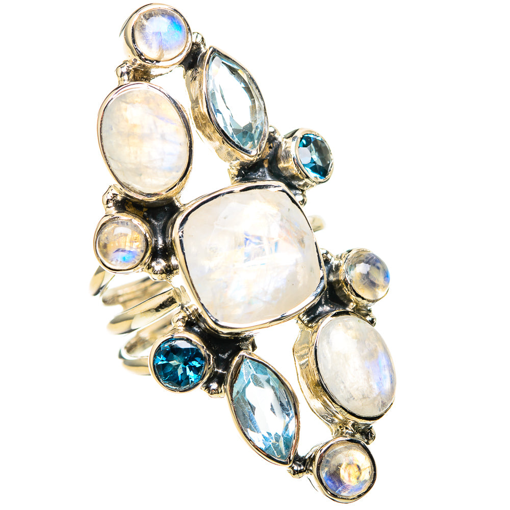 Rainbow Moonstone Rings handcrafted by Anasilvercos - RING129310 - Photo 2
