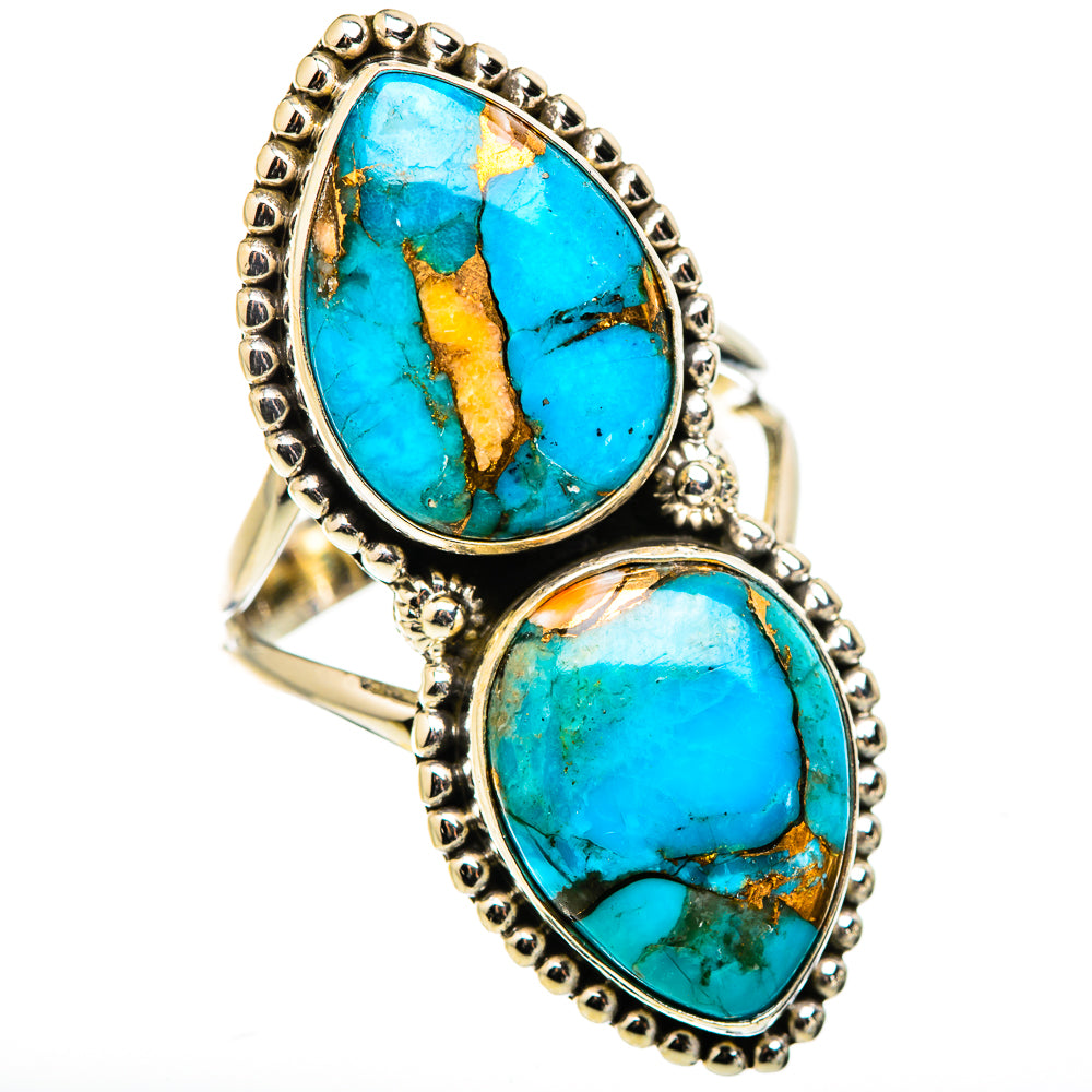 Blue Copper Composite Turquoise Rings handcrafted by Anasilvercos - RING129448 - Photo 2