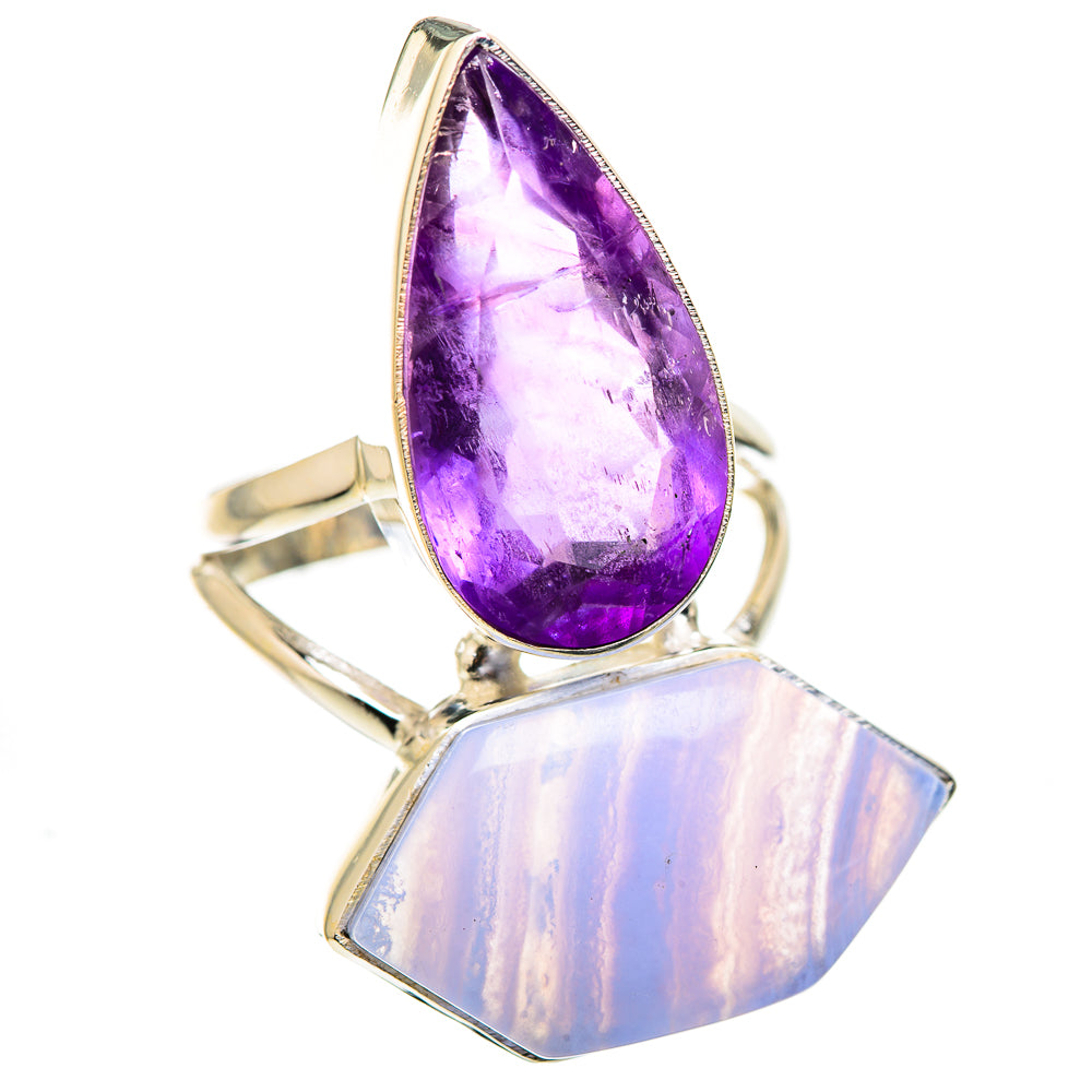 Blue Lace Agate Rings handcrafted by Anasilvercos - RING129461 - Photo 2