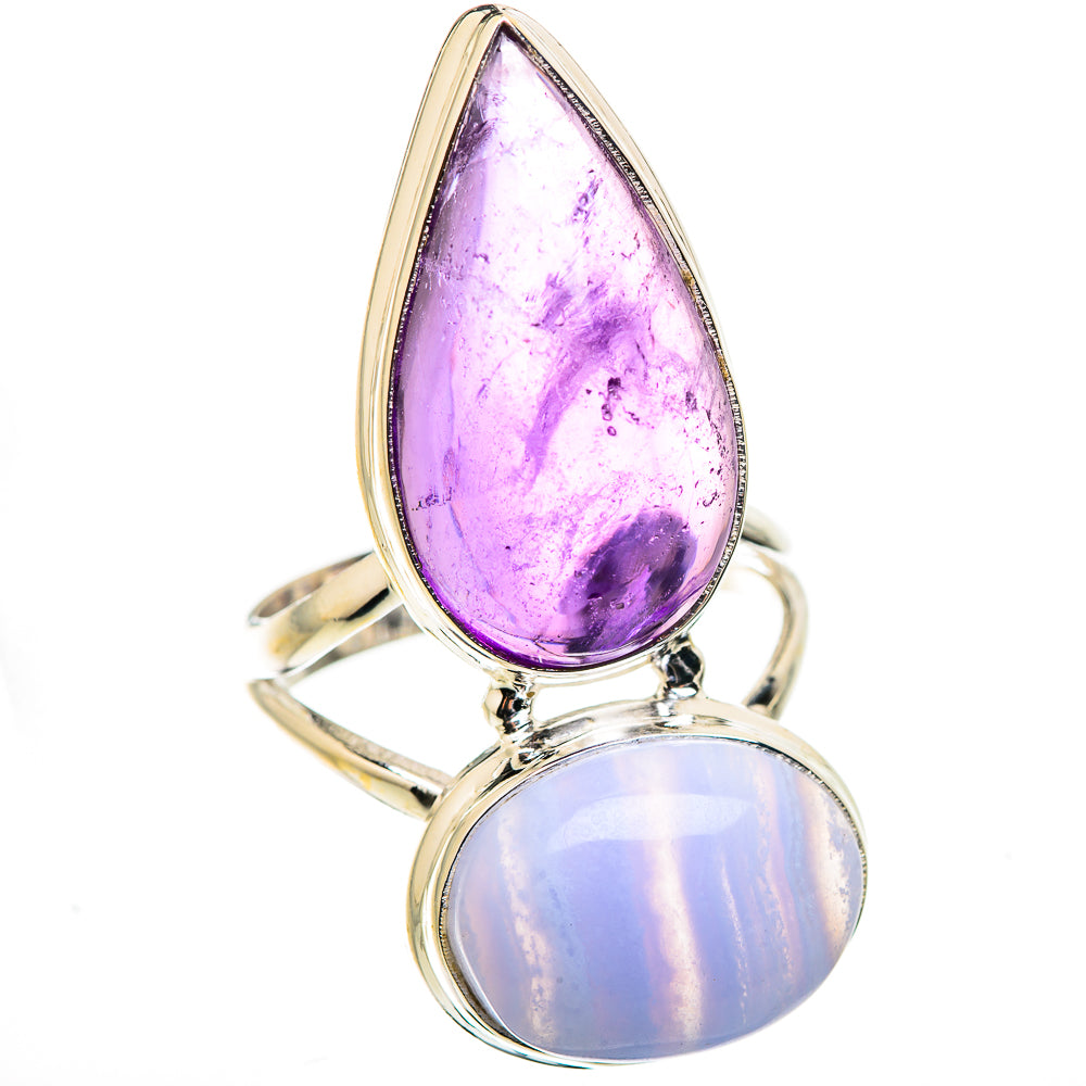 Blue Lace Agate Rings handcrafted by Anasilvercos - RING129483 - Photo 2