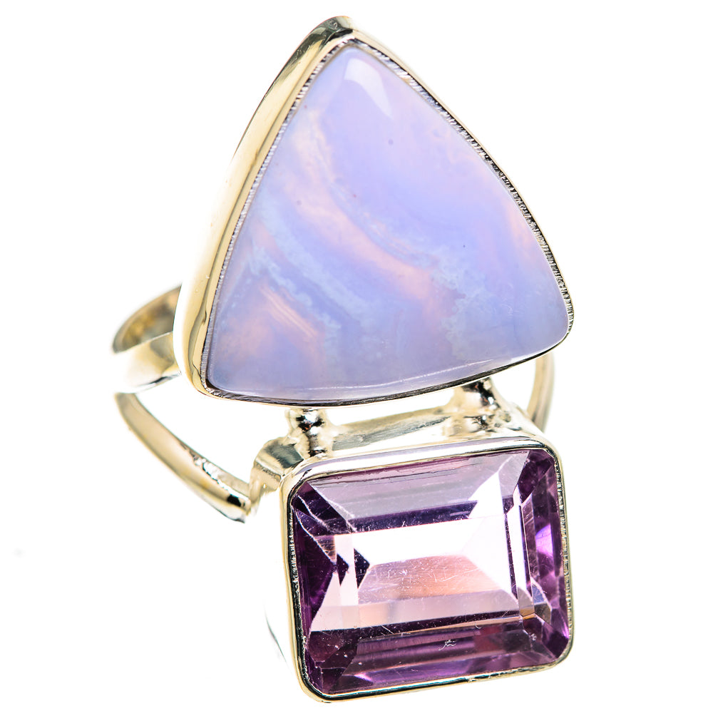 Blue Lace Agate Rings handcrafted by Anasilvercos - RING129497 - Photo 2