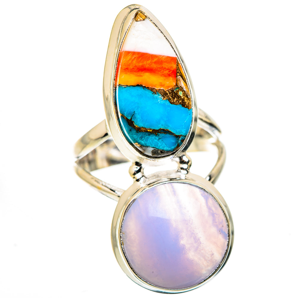 Blue Lace Agate Rings handcrafted by Anasilvercos - RING129502 - Photo 2