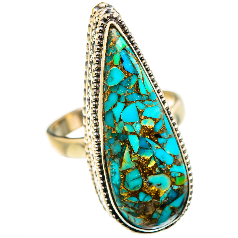 Blue Copper Composite Turquoise Rings handcrafted by Anasilvercos - RING129509 - Photo 2