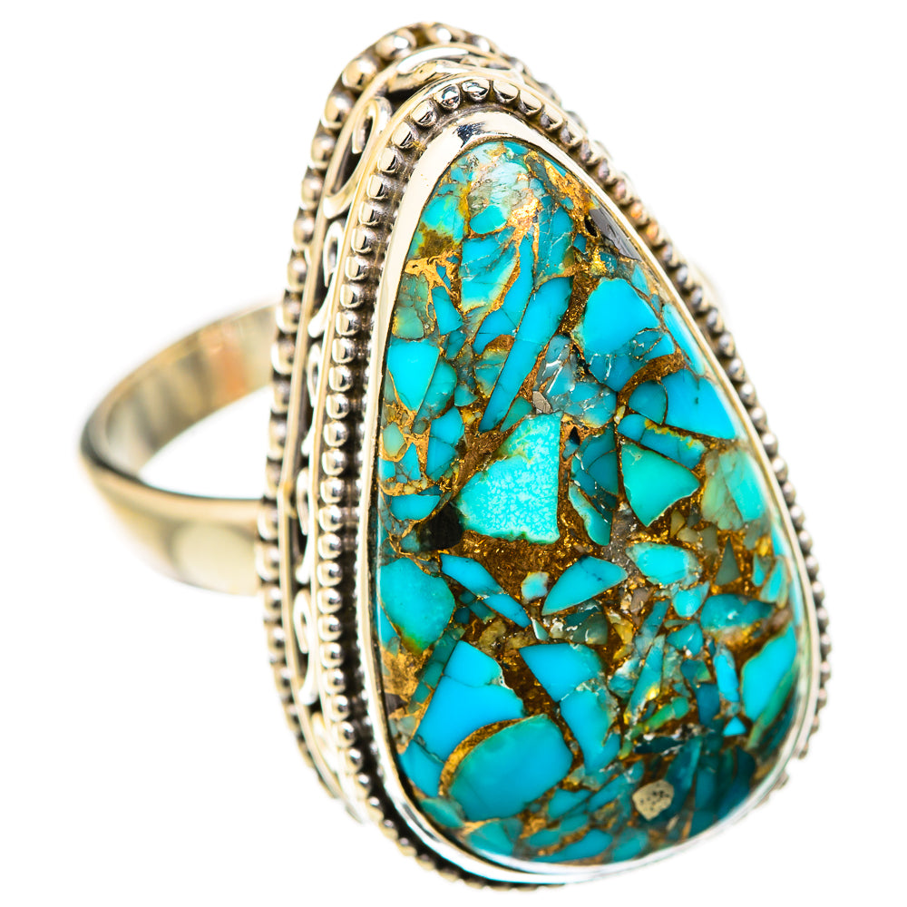 Blue Copper Composite Turquoise Rings handcrafted by Anasilvercos - RING129683 - Photo 2