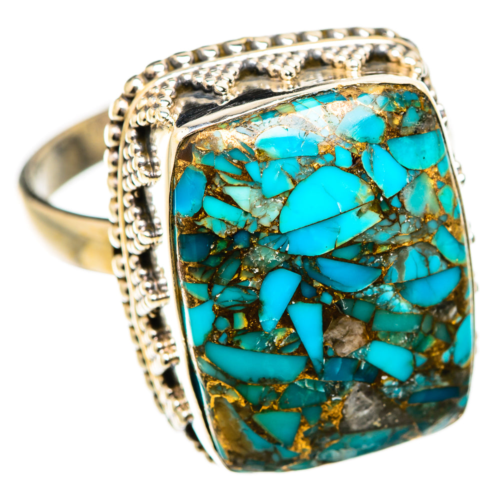 Blue Copper Composite Turquoise Rings handcrafted by Anasilvercos - RING129736 - Photo 2