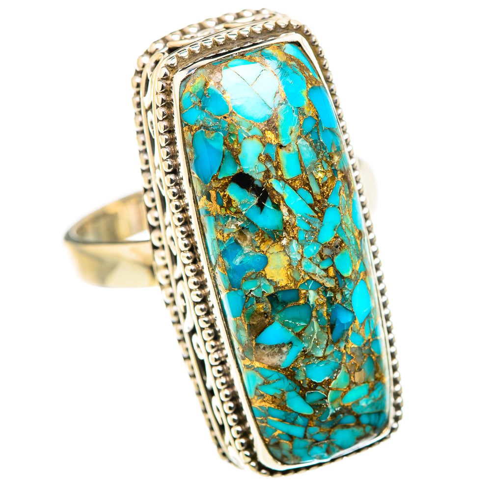 Blue Copper Composite Turquoise Rings handcrafted by Anasilvercos - RING129876 - Photo 2
