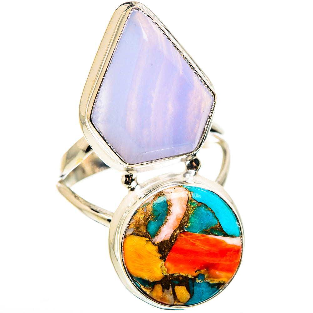 Blue Lace Agate Rings handcrafted by Anasilvercos - RING129895 - Photo 2