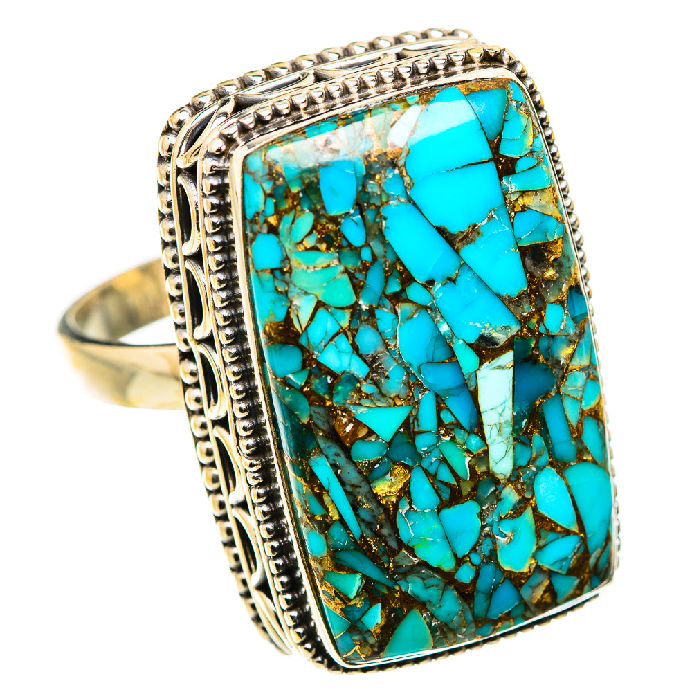 Blue Copper Composite Turquoise Rings handcrafted by Anasilvercos - RING129901 - Photo 2