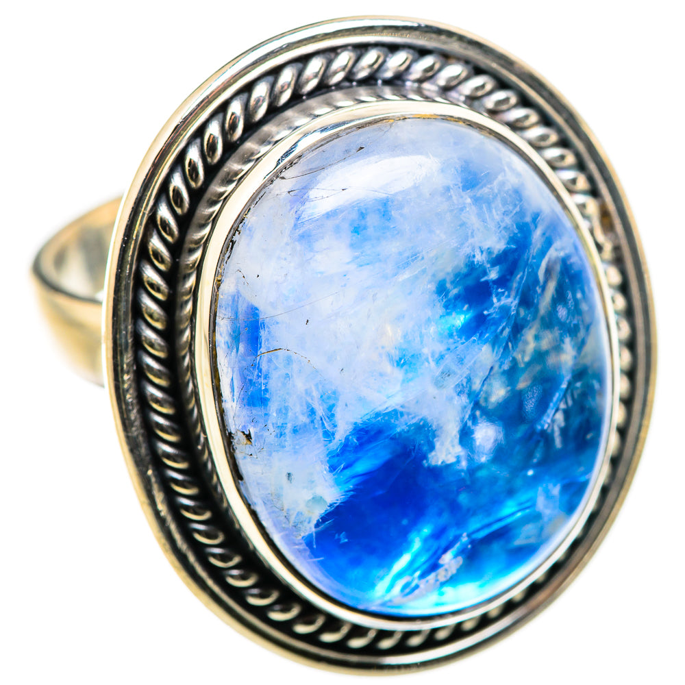 Rainbow Moonstone Rings handcrafted by Anasilvercos - RING130068 - Photo 2