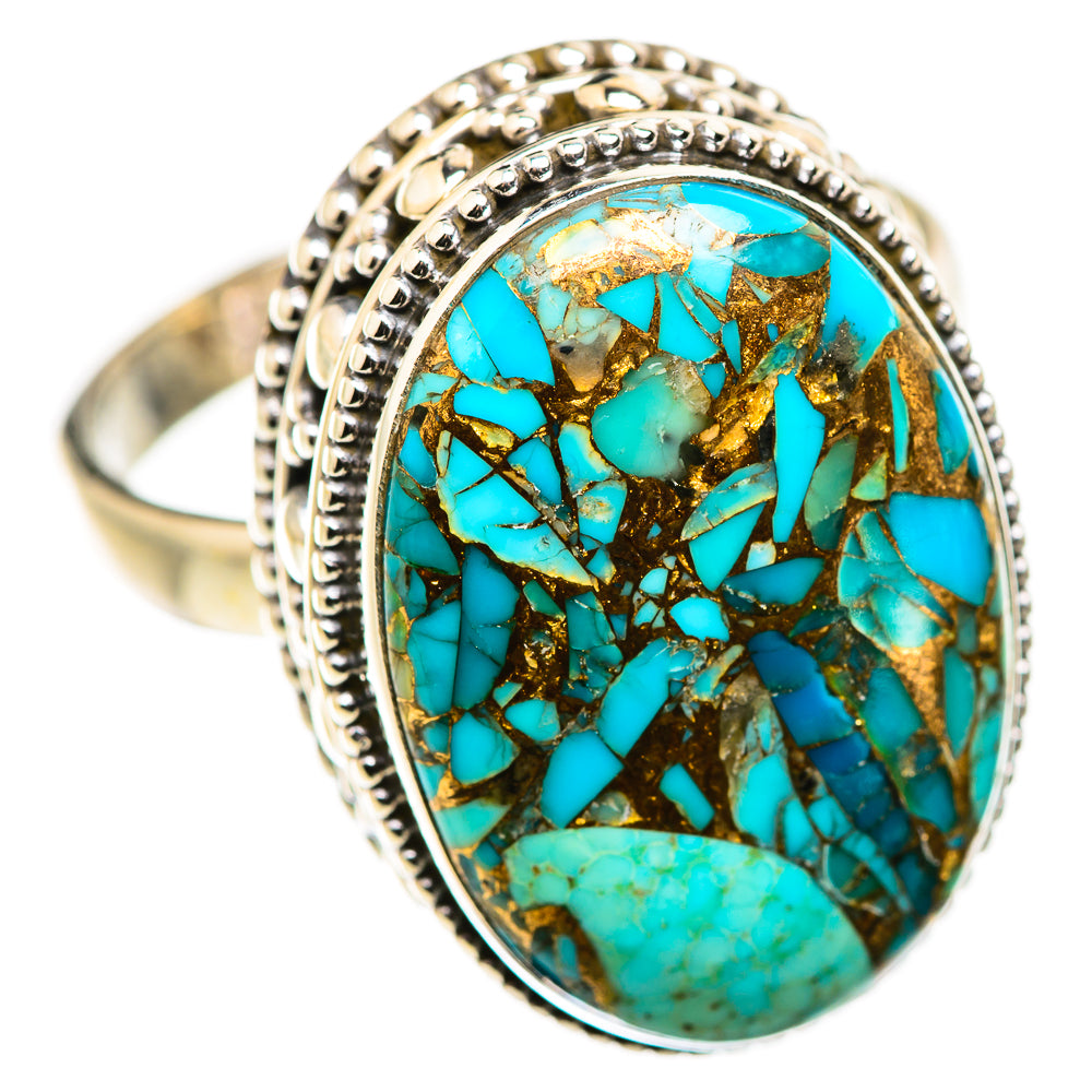 Blue Copper Composite Turquoise Rings handcrafted by Anasilvercos - RING130070 - Photo 2
