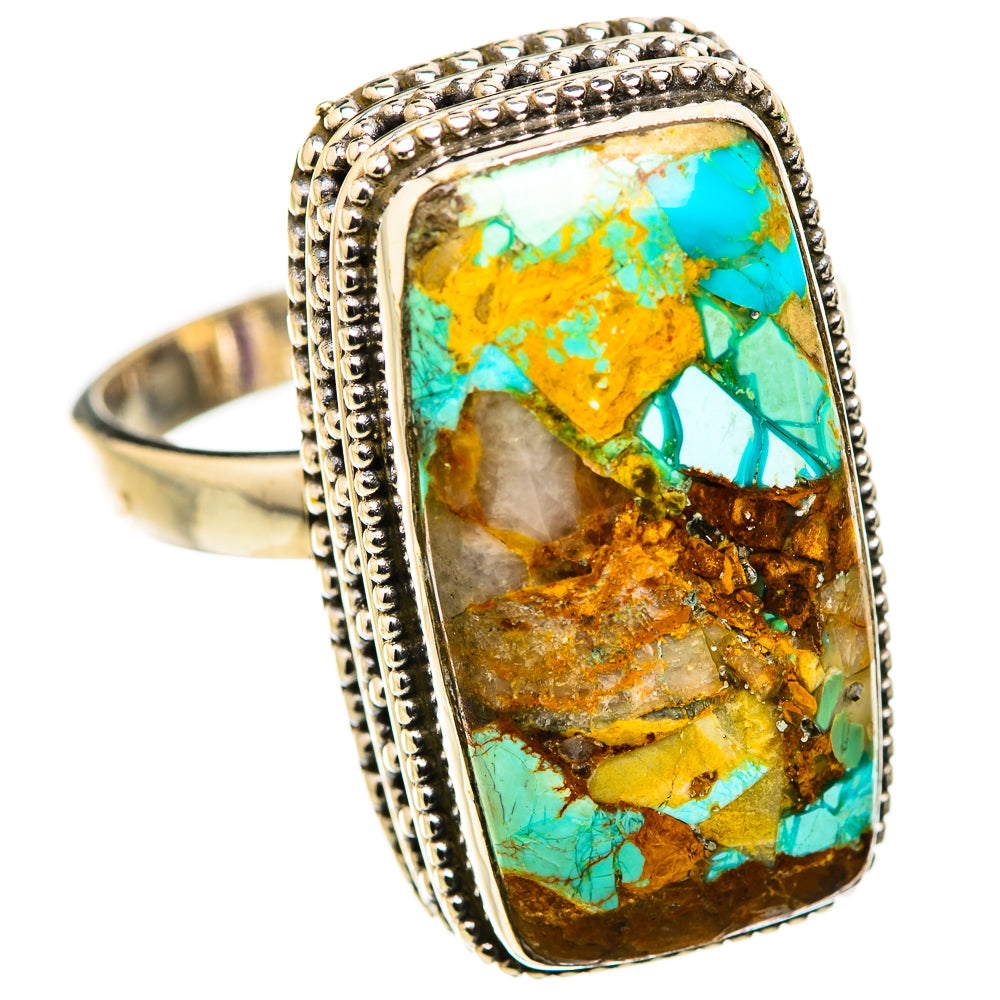 Blue Copper Composite Turquoise Rings handcrafted by Anasilvercos - RING130095 - Photo 2