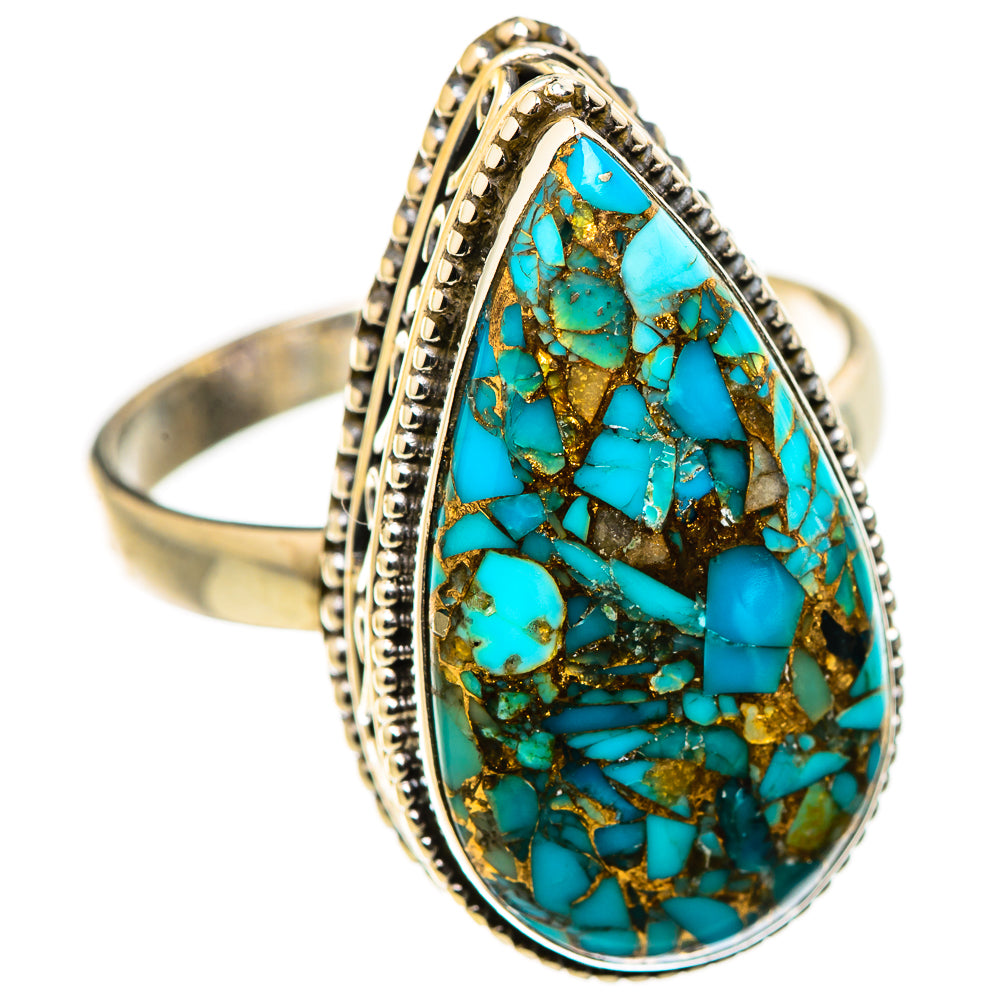Blue Copper Composite Turquoise Rings handcrafted by Anasilvercos - RING130275 - Photo 2