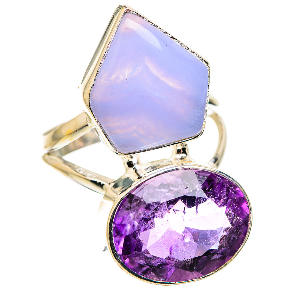 Blue Lace Agate Rings handcrafted by Anasilvercos - RING130287 - Photo 2