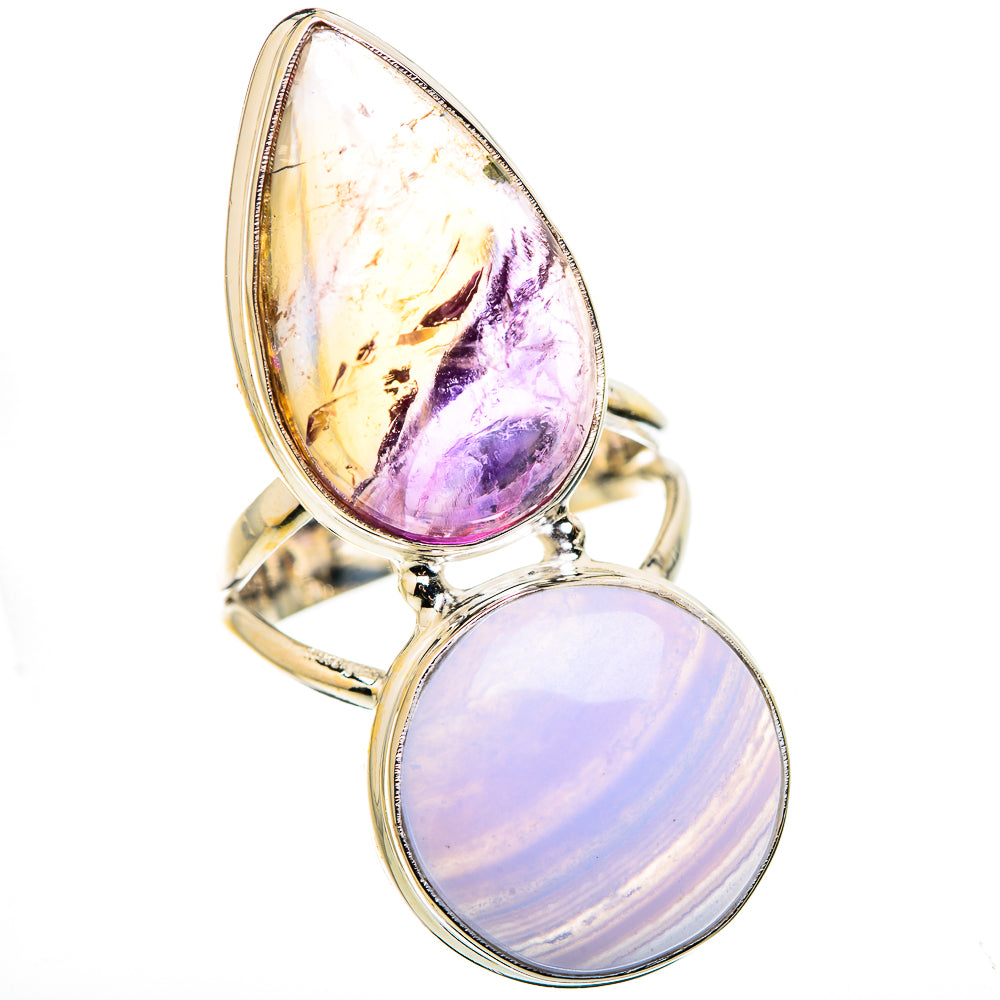 Blue Lace Agate Rings handcrafted by Anasilvercos - RING130295 - Photo 2