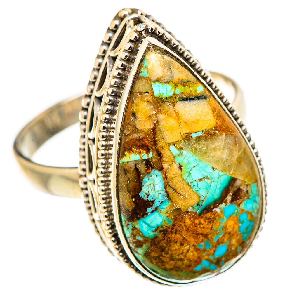 Blue Copper Composite Turquoise Rings handcrafted by Anasilvercos - RING130297 - Photo 2