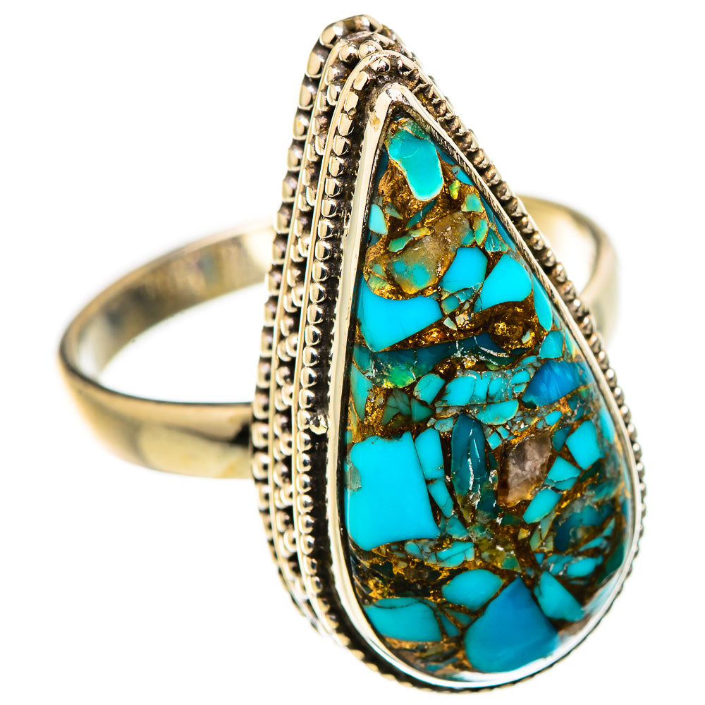 Blue Copper Composite Turquoise Rings handcrafted by Anasilvercos - RING130300 - Photo 2