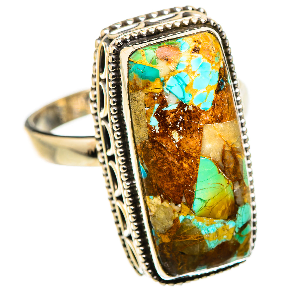 Blue Copper Composite Turquoise Rings handcrafted by Anasilvercos - RING130316 - Photo 2
