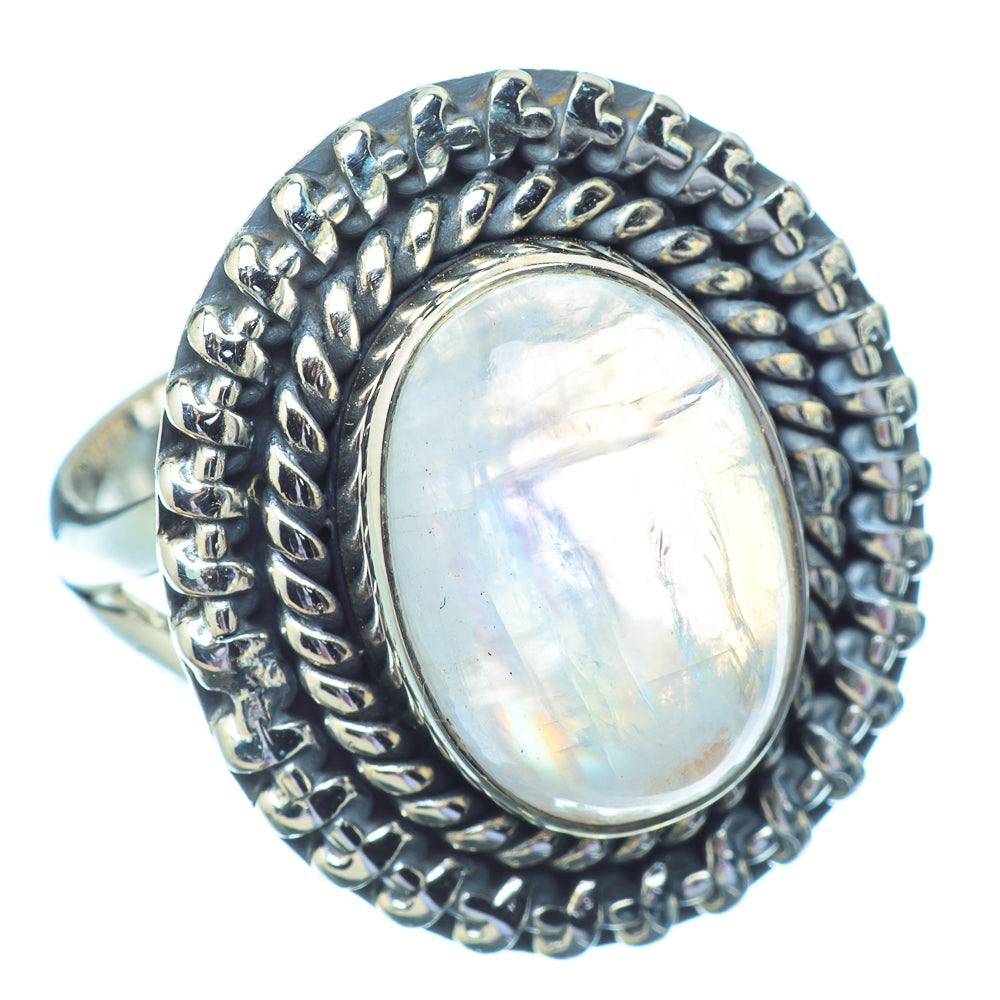 Rainbow Moonstone Rings handcrafted by Anasilvercos - RING13036
