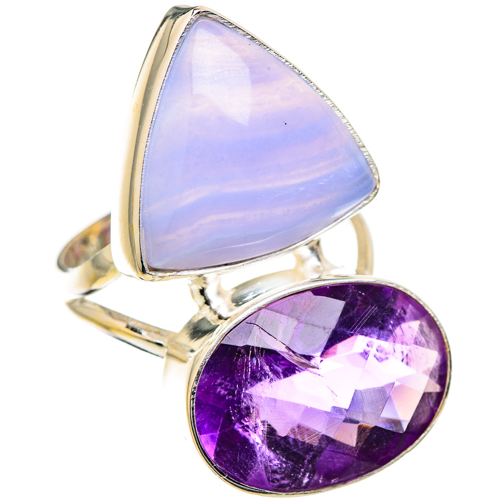 Blue Lace Agate Rings handcrafted by Anasilvercos - RING130495 - Photo 2