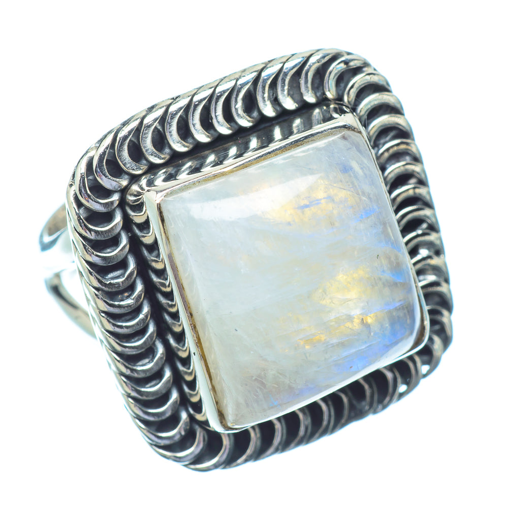Rainbow Moonstone Rings handcrafted by Anasilvercos - RING13068