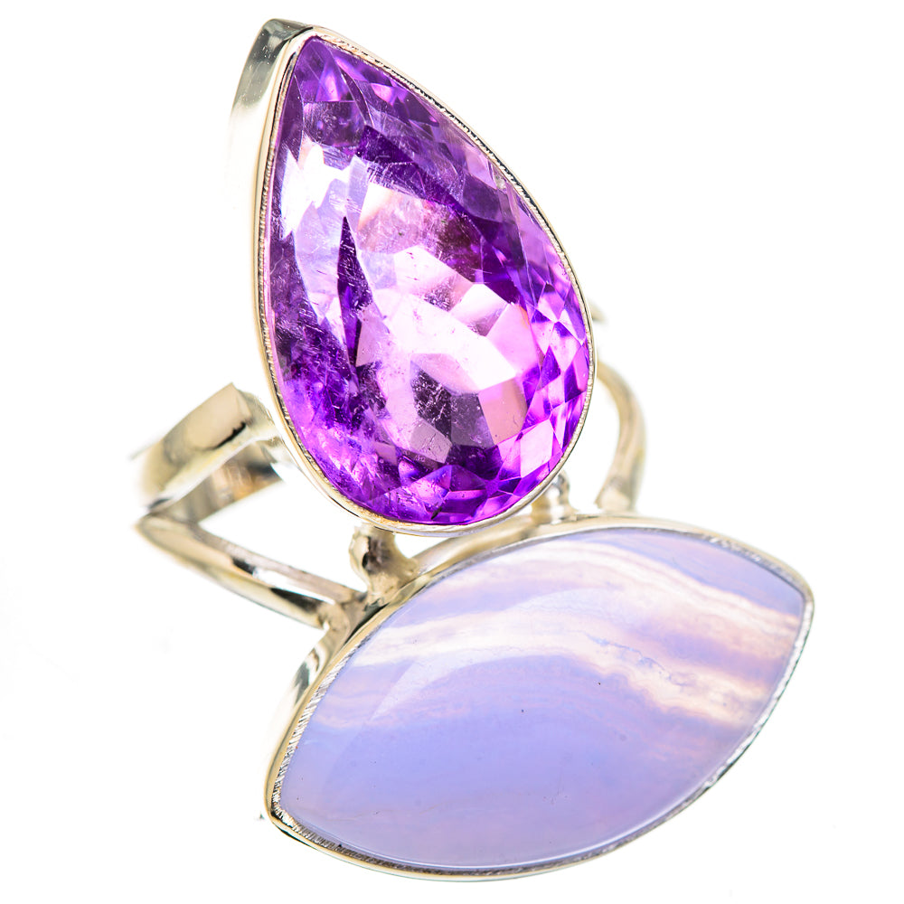 Blue Lace Agate Rings handcrafted by Anasilvercos - RING130736 - Photo 2