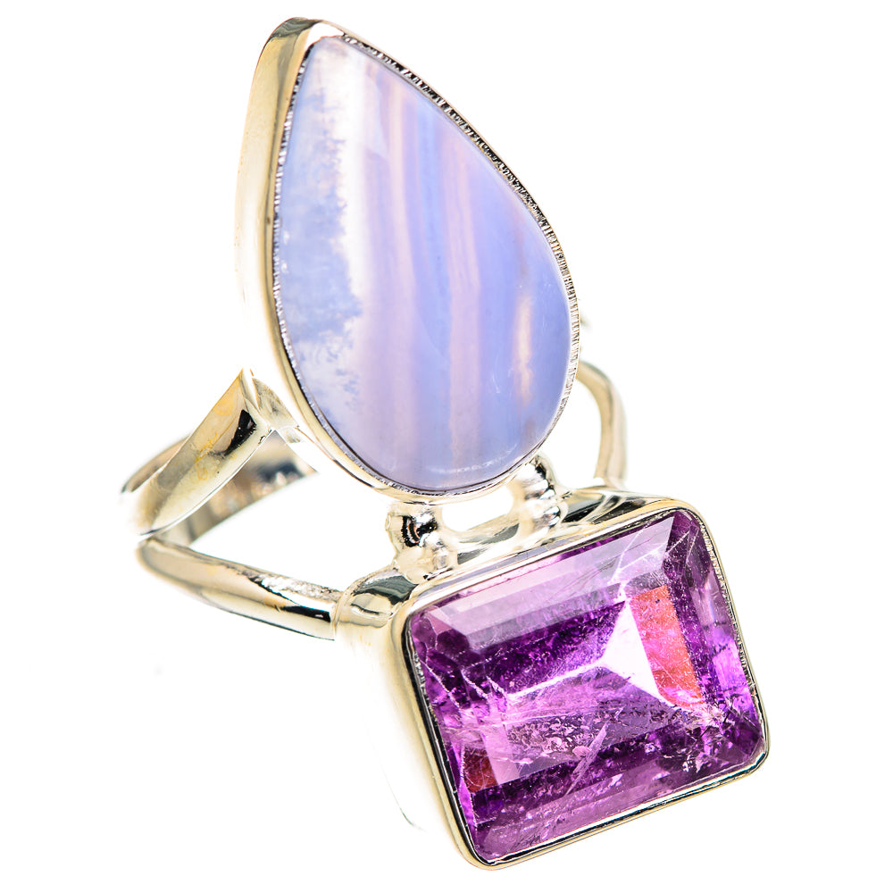 Blue Lace Agate Rings handcrafted by Anasilvercos - RING130759 - Photo 2