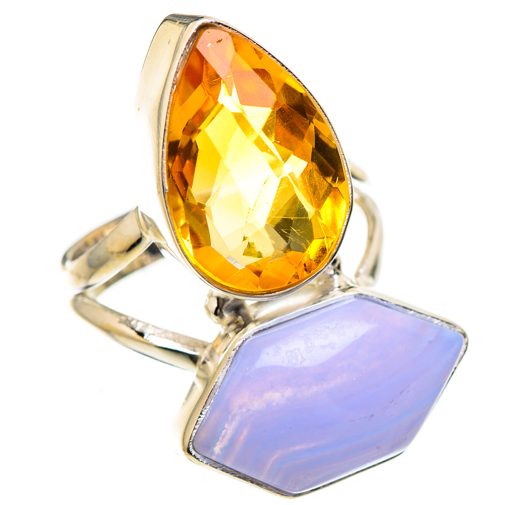 Blue Lace Agate Rings handcrafted by Anasilvercos - RING130789 - Photo 2
