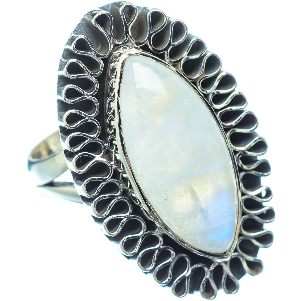 Rainbow Moonstone Rings handcrafted by Anasilvercos - RING13092