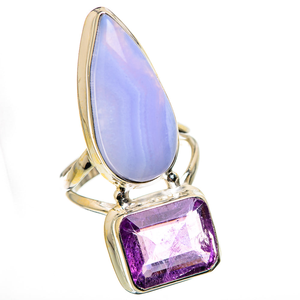 Blue Lace Agate Rings handcrafted by Anasilvercos - RING131105 - Photo 2