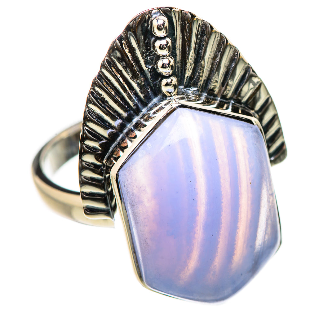 Blue Lace Agate Rings handcrafted by Anasilvercos - RING131168 - Photo 2