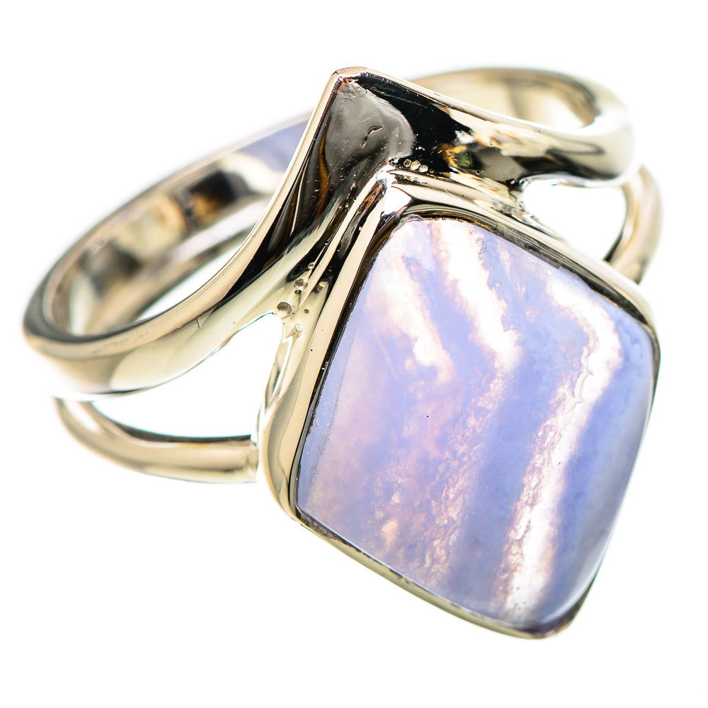 Blue Lace Agate Rings handcrafted by Anasilvercos - RING131205 - Photo 2