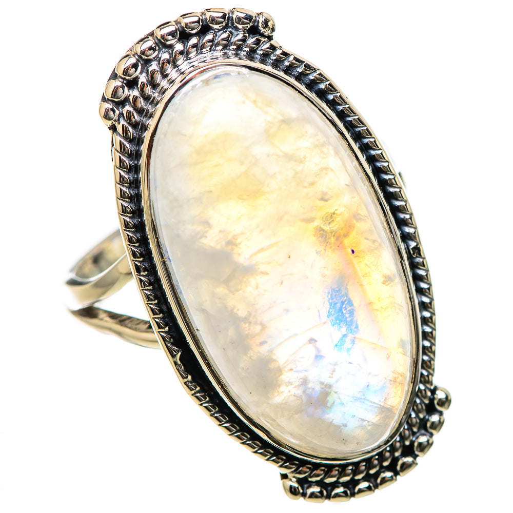 Rainbow Moonstone Rings handcrafted by Anasilvercos - RING131242 - Photo 2