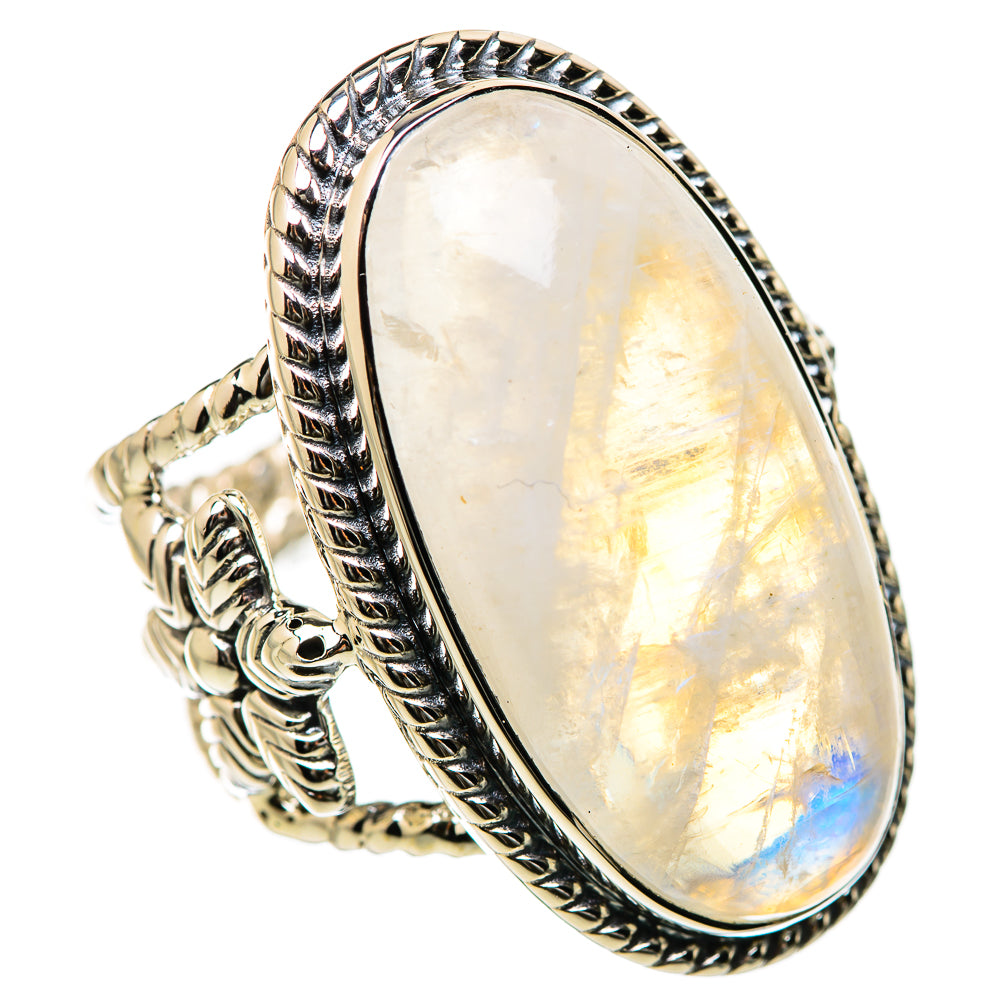 Rainbow Moonstone Rings handcrafted by Anasilvercos - RING131246 - Photo 2