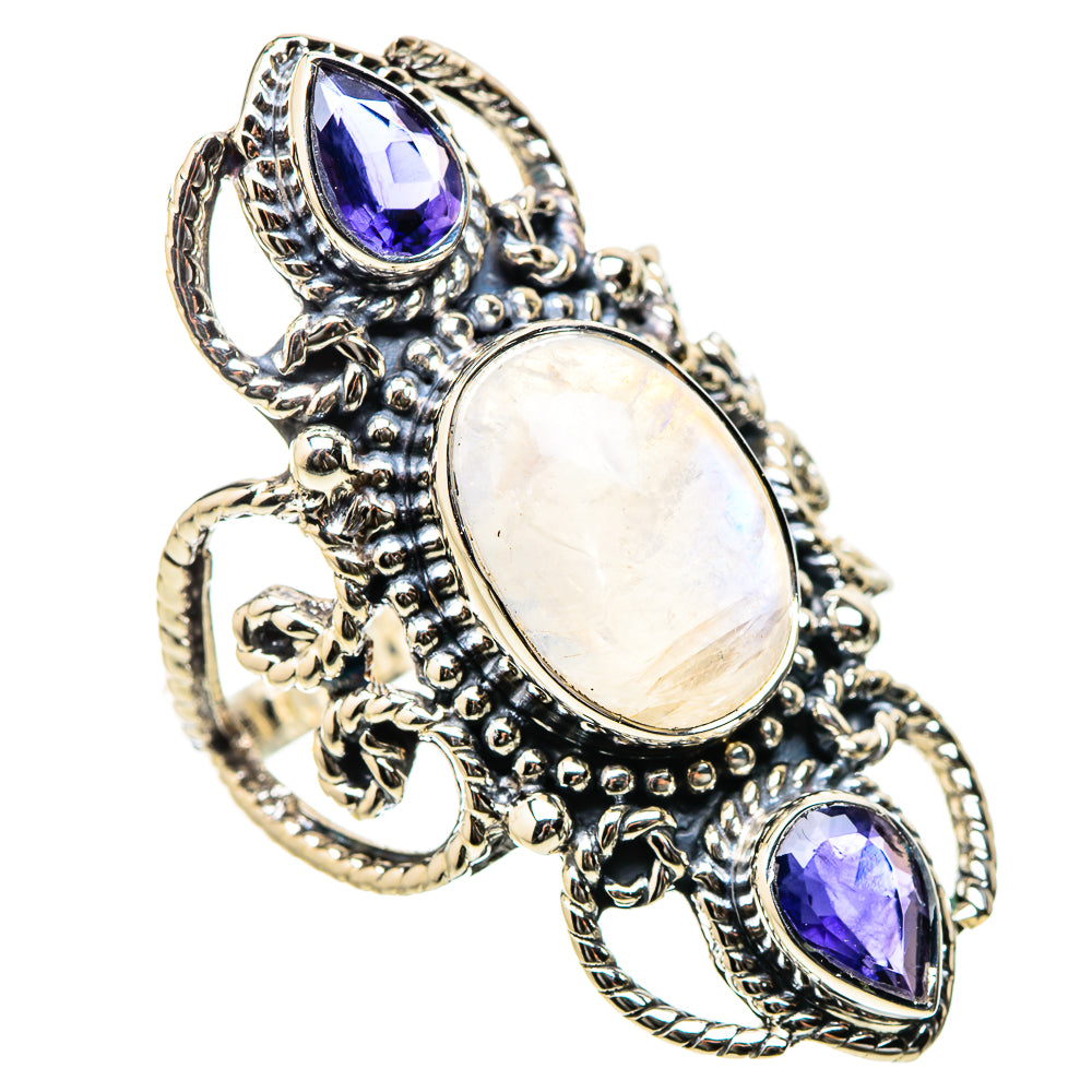 Rainbow Moonstone Rings handcrafted by Anasilvercos - RING131263 - Photo 2