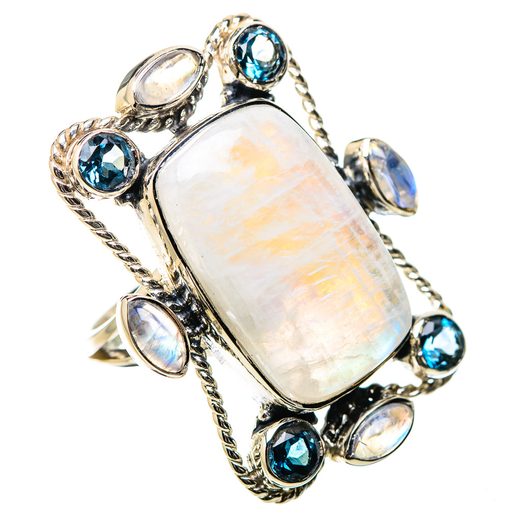Rainbow Moonstone Rings handcrafted by Anasilvercos - RING131285 - Photo 2