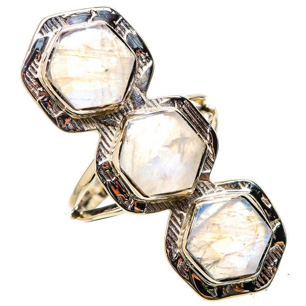 Rainbow Moonstone Rings handcrafted by Anasilvercos - RING131306 - Photo 2