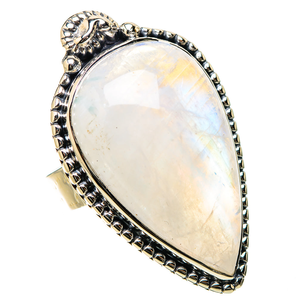 Rainbow Moonstone Rings handcrafted by Anasilvercos - RING131318 - Photo 2