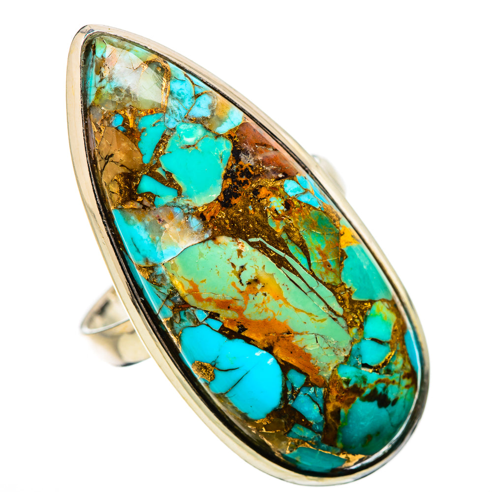Kingman Mohave Turquoise Rings handcrafted by Anasilvercos - RING131457 - Photo 2