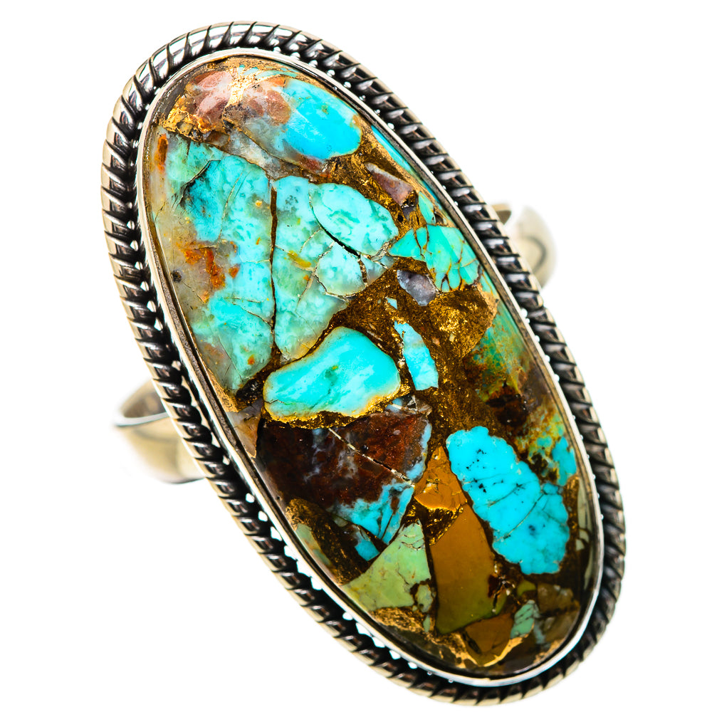 Kingman Mohave Turquoise Rings handcrafted by Anasilvercos - RING131460 - Photo 2