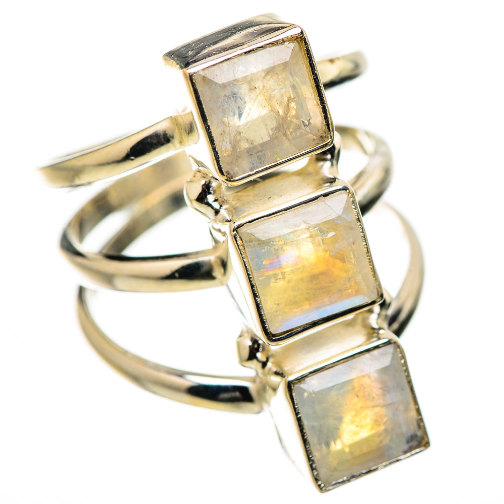Rainbow Moonstone Rings handcrafted by Anasilvercos - RING131622 - Photo 2