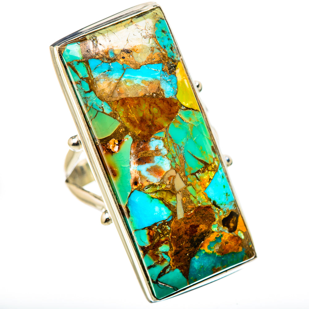 Kingman Mohave Turquoise Rings handcrafted by Anasilvercos - RING131641 - Photo 2