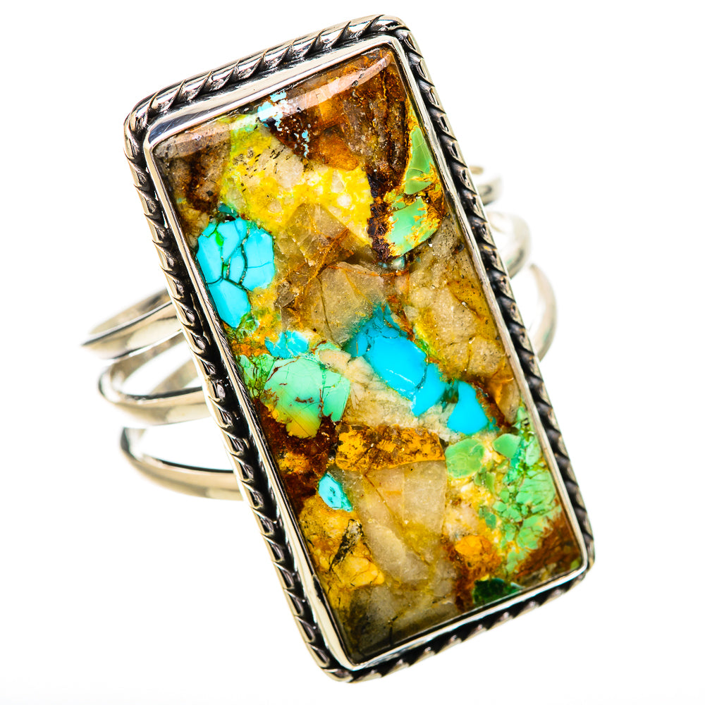 Kingman Mohave Turquoise Rings handcrafted by Anasilvercos - RING131890 - Photo 2